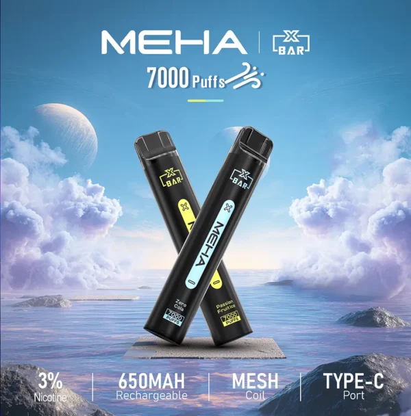 MEHA XBAR 魅嗨 7000口拋棄式電子煙｜Mesh網芯強效涼感，650mAh可充電，台灣正品現貨快速出貨