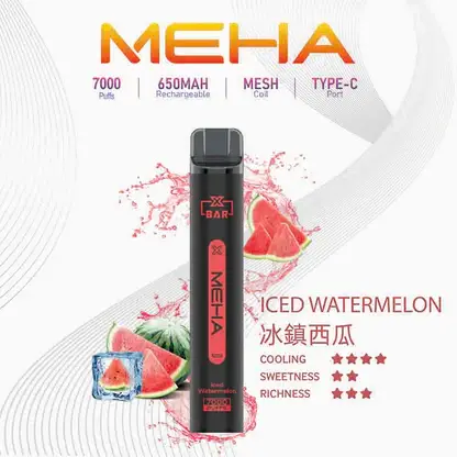 MEHA XBAR 魅嗨 7000口拋棄式電子煙｜Mesh網芯強效涼感，650mAh可充電，台灣正品現貨快速出貨
