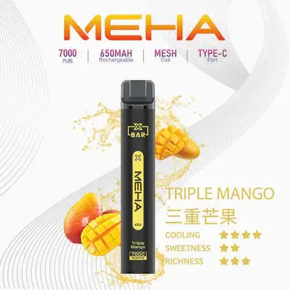 MEHA XBAR 魅嗨 7000口拋棄式電子煙｜Mesh網芯強效涼感，650mAh可充電，台灣正品現貨快速出貨