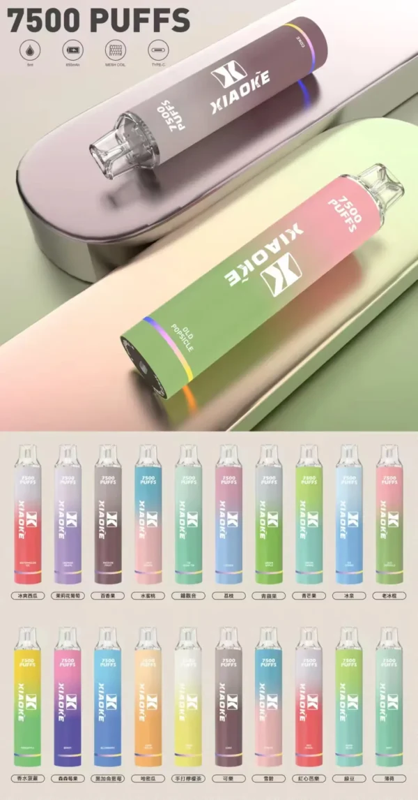 XIAOKE梟客 7500口拋棄式｜Mesh網芯防漏，8ml可充電，台灣正品現貨快速出貨
